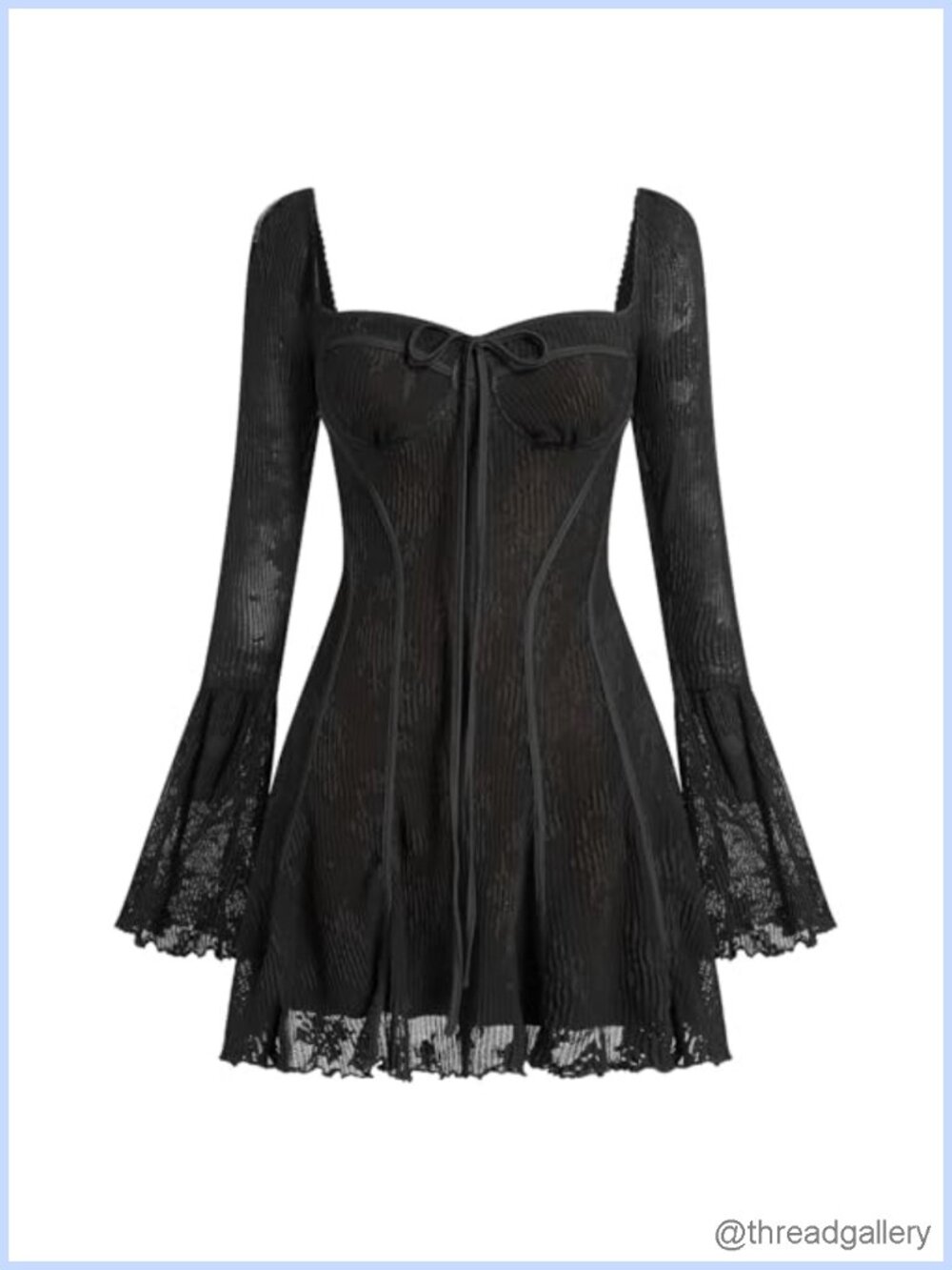 Women Y2K Corset Mini Dress Bell Sleeve Lace A-Line Party Dress